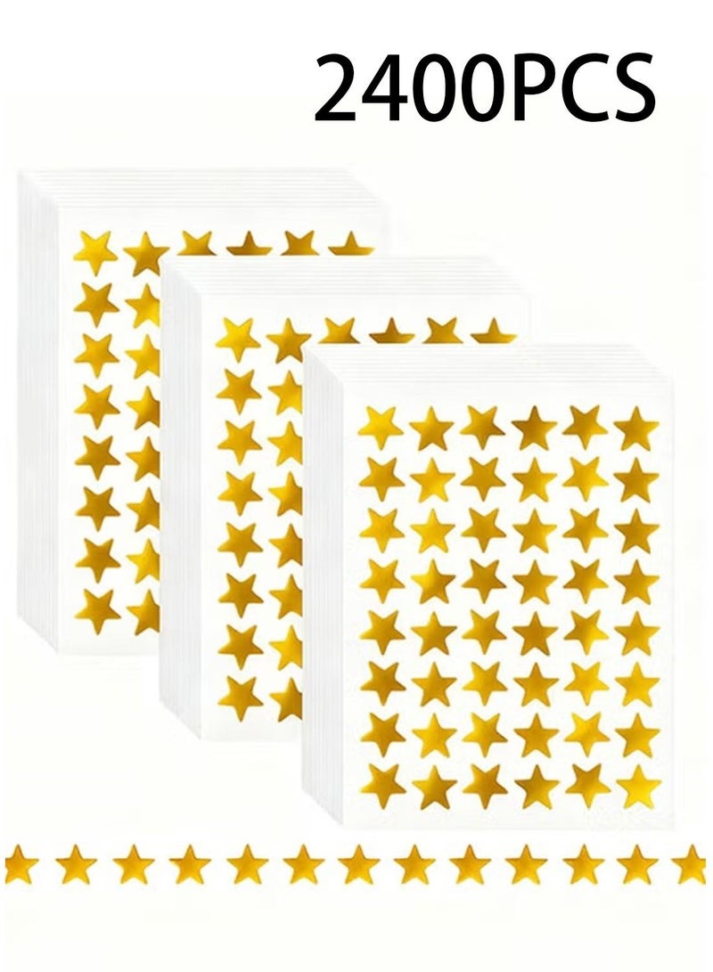 Gold Star Stickers for Kids Reward Students Teachers, 2400 PCS Reward Gold Foil Star Stickers, 50 Sheets Self adhesive Mini Stickers - Image 1